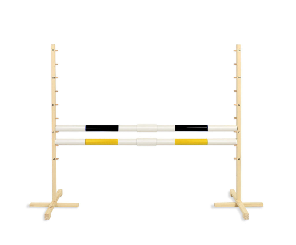 Jumping obstacle for Hobby Horse 160 cm, h-120 cm, with two bars black and yellow