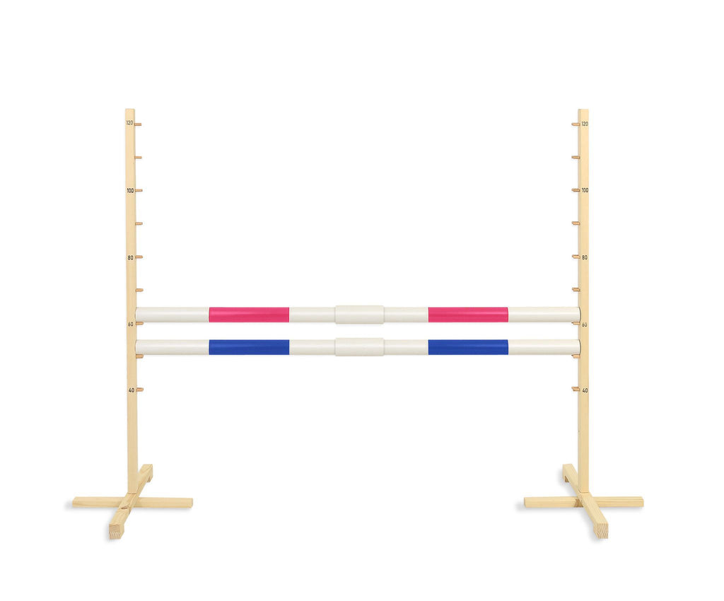 Jumping obstacle for Hobby Horse 160 cm, h-120 cm, with two bars pink and blue