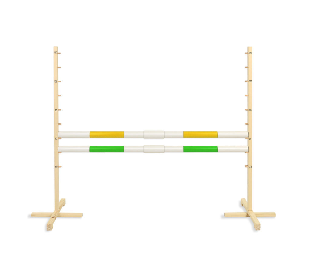 Jumping obstacle for Hobby Horse 160 cm, h-120 cm, with two bars yellow and green