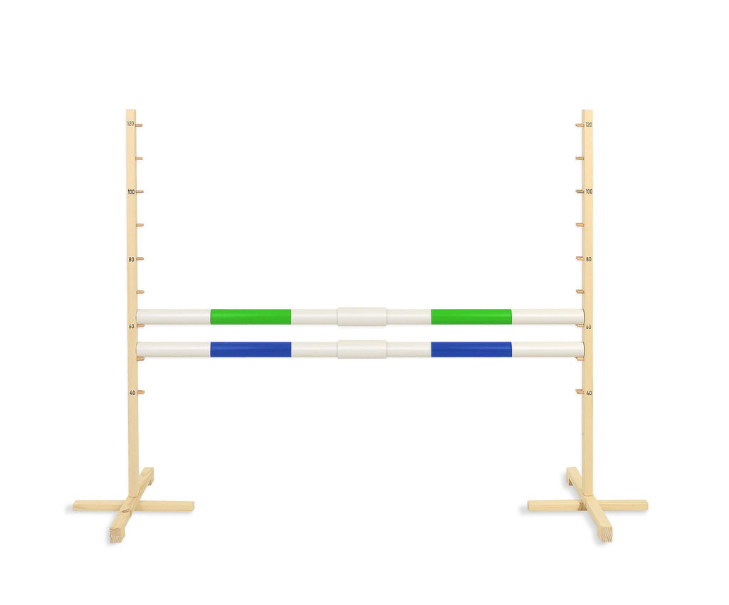 Jumping obstacle for Hobby Horse 160 cm, h-120 cm, with two bars green and blue