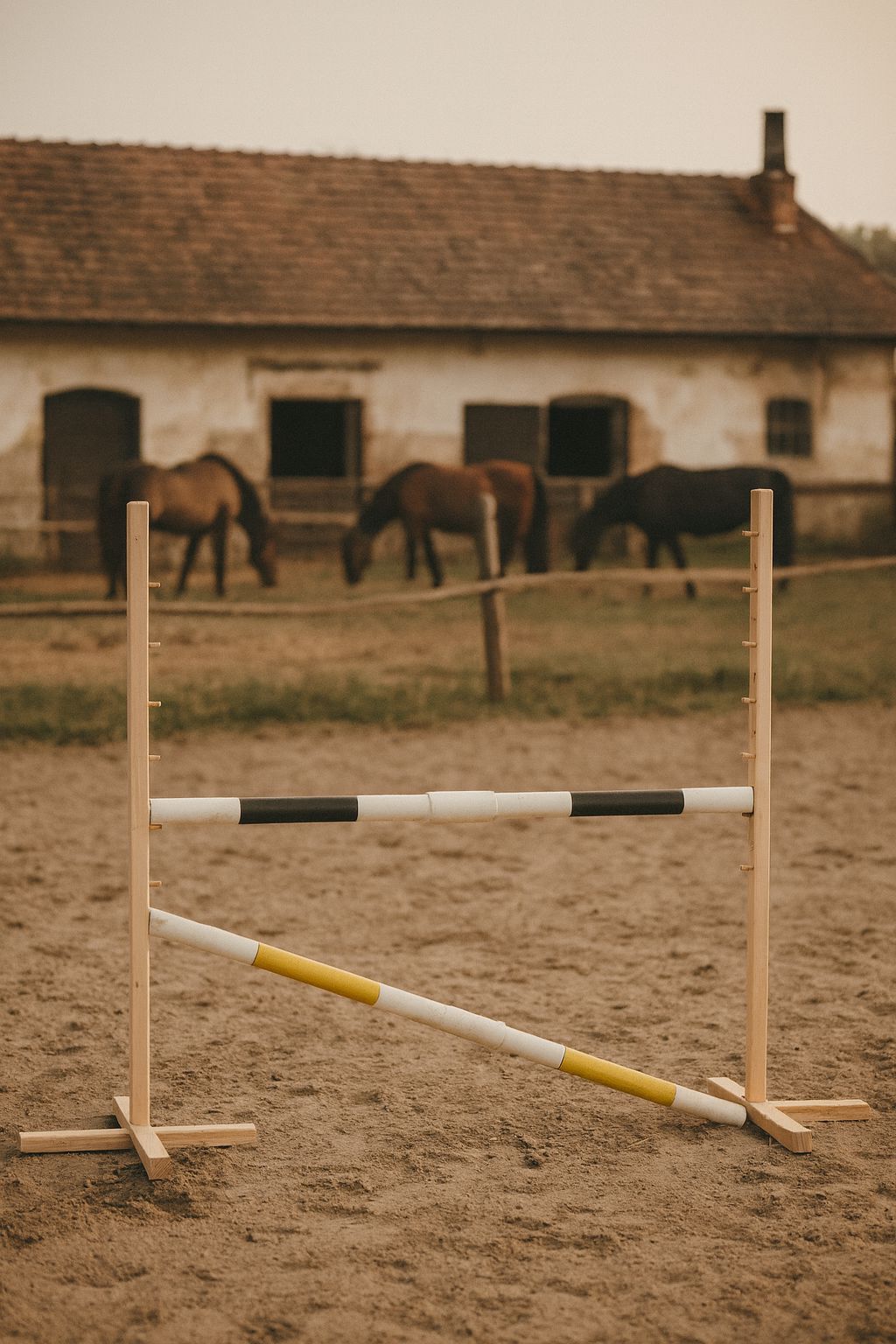 Jumping obstacle for Hobby Horse 160 cm, h-120 cm, with two bars black and yellow