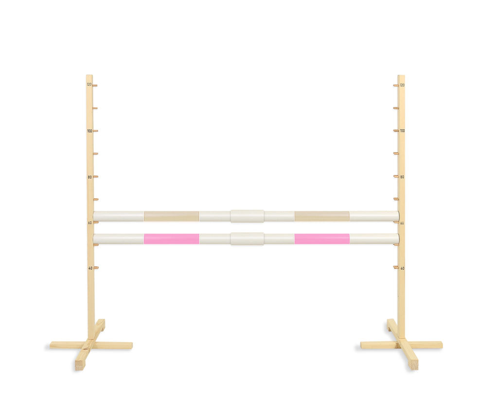 Jumping obstacle for Hobby Horse 160 cm, h-120 cm, with two bars - beige and light pink