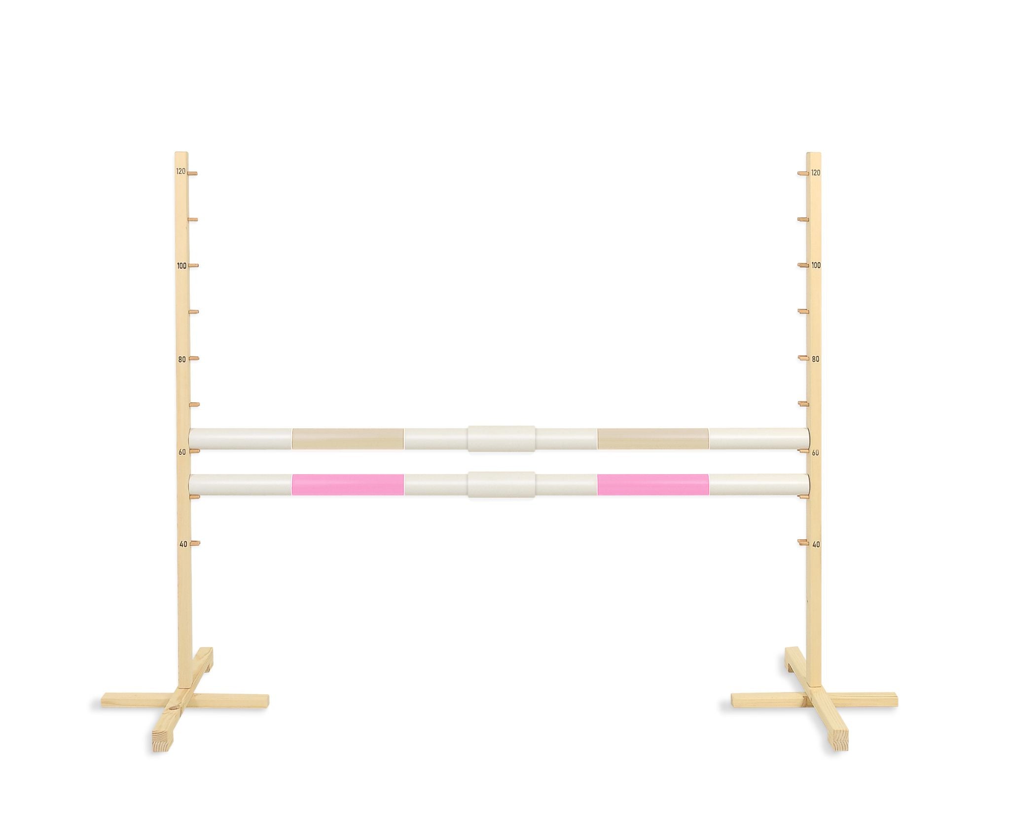 Jumping obstacle for Hobby Horse 160 cm, h-120 cm, with two bars - beige and light pink