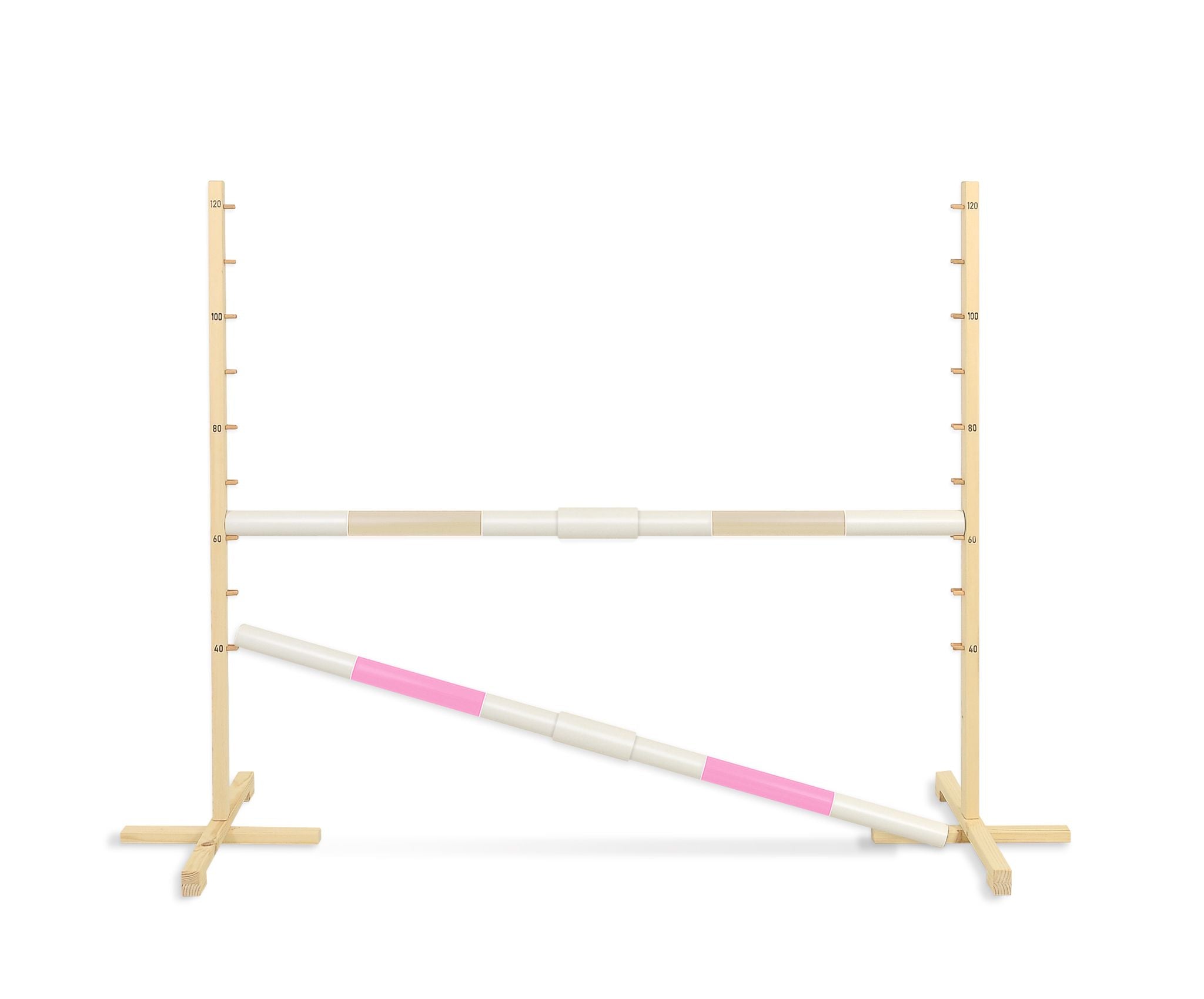 Jumping obstacle for Hobby Horse 160 cm, h-120 cm, with two bars - beige and light pink