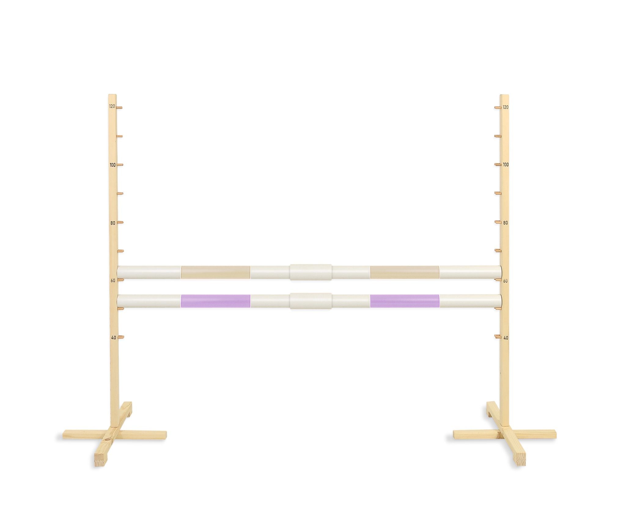 Jumping obstacle for Hobby Horse 160 cm, h-120 cm, with two bars - beige and light purple