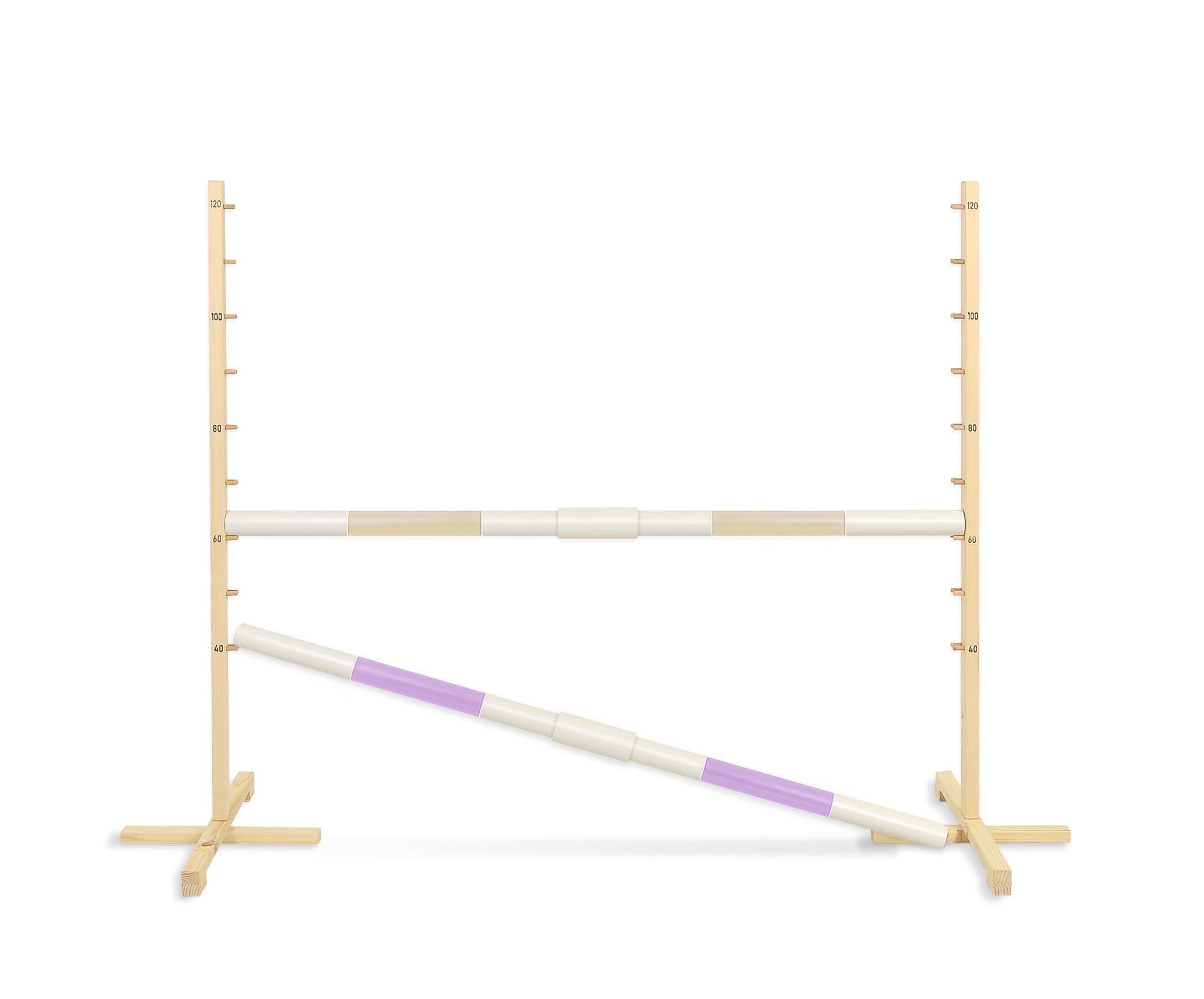 Jumping obstacle for Hobby Horse 160 cm, h-120 cm, with two bars - beige and light purple