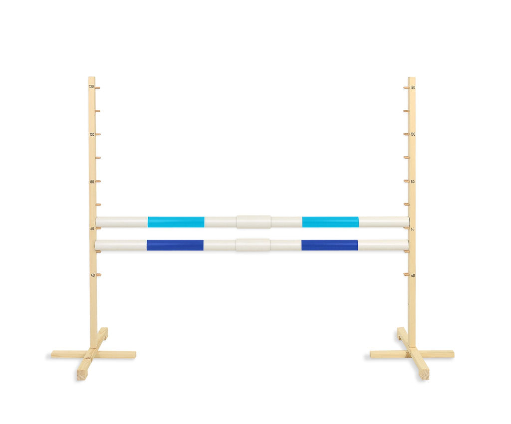 Jumping obstacle for Hobby Horse 160 cm, h-120 cm, with two bars - light blue and blue