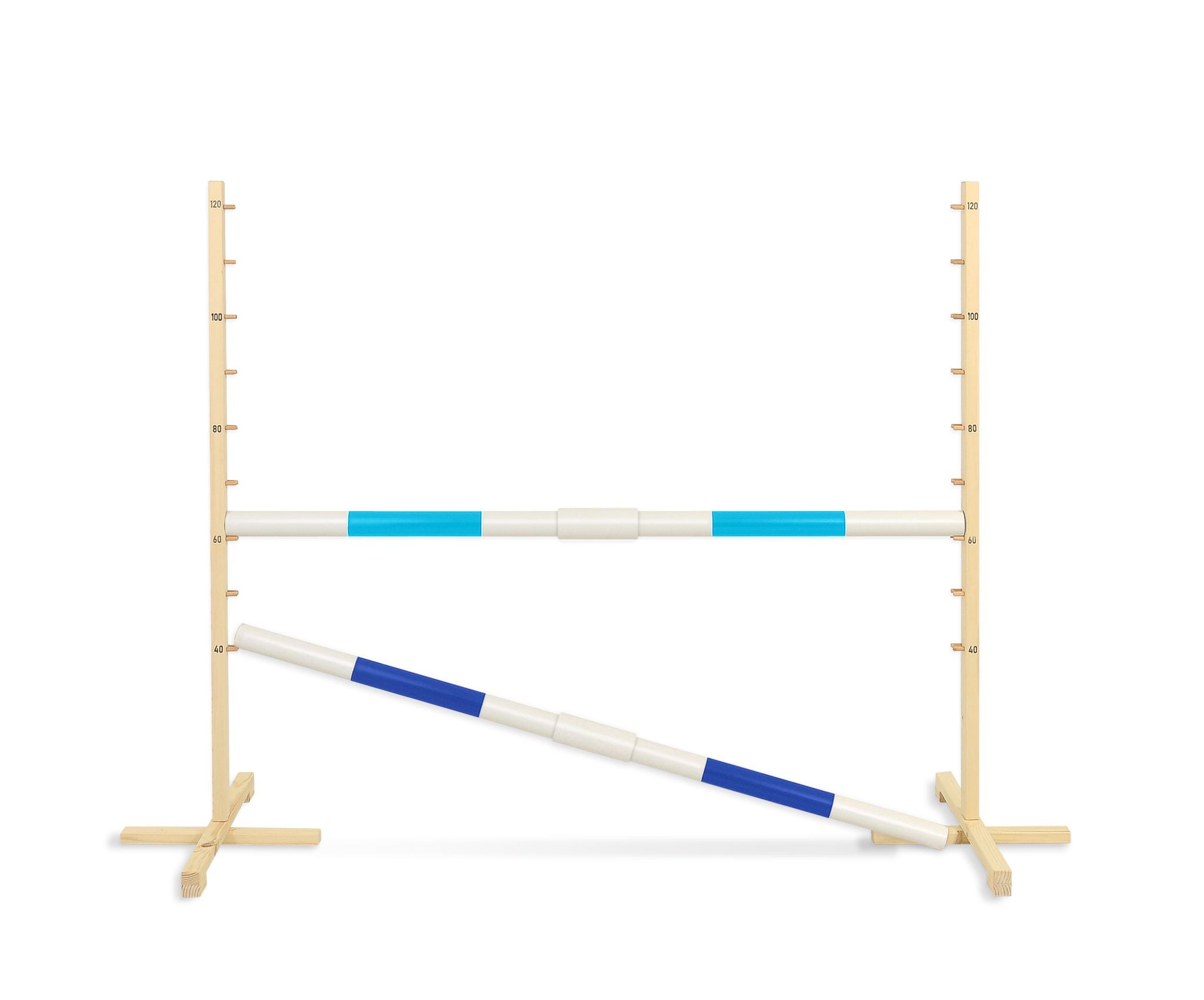 Jumping obstacle for Hobby Horse 160 cm, h-120 cm, with two bars - light blue and blue