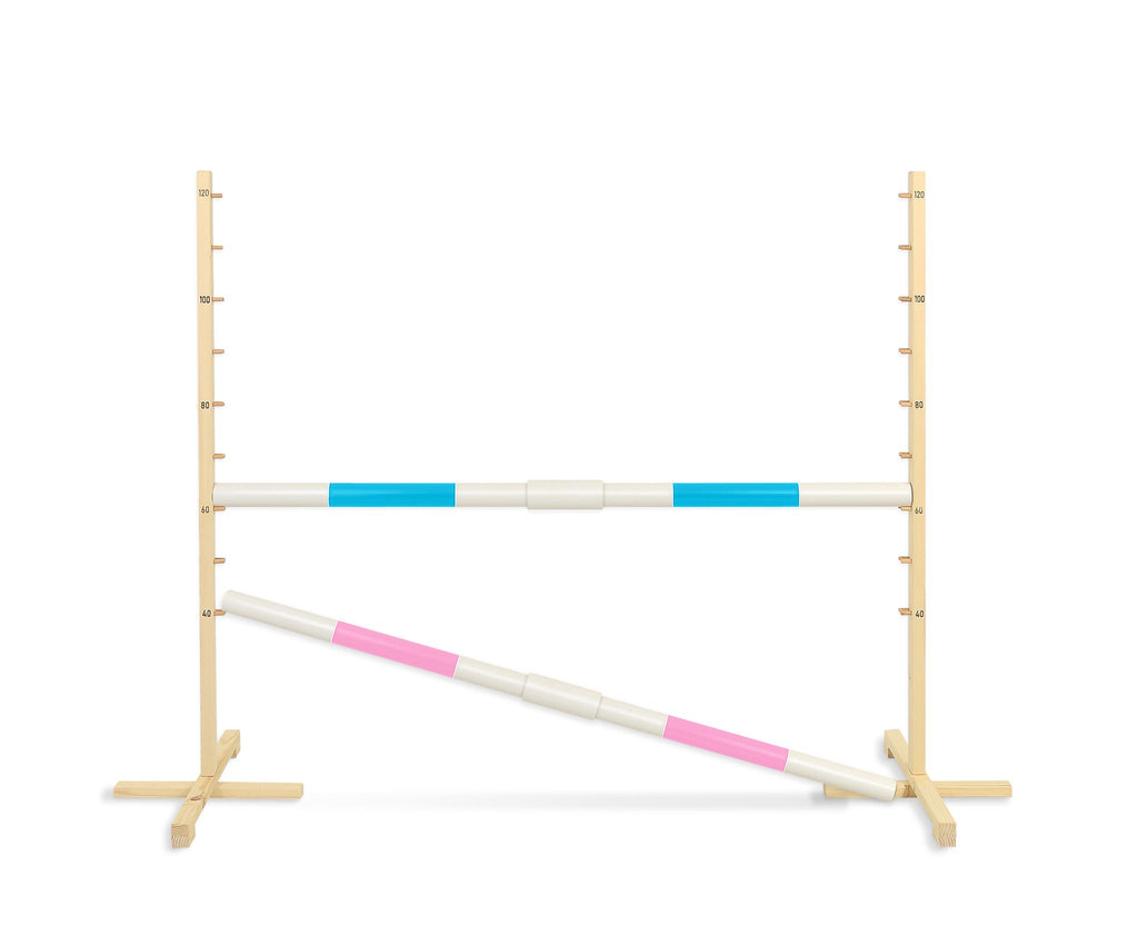 Jumping obstacle for Hobby Horse 160 cm, h-120 cm, with two bars - light blue and light pink