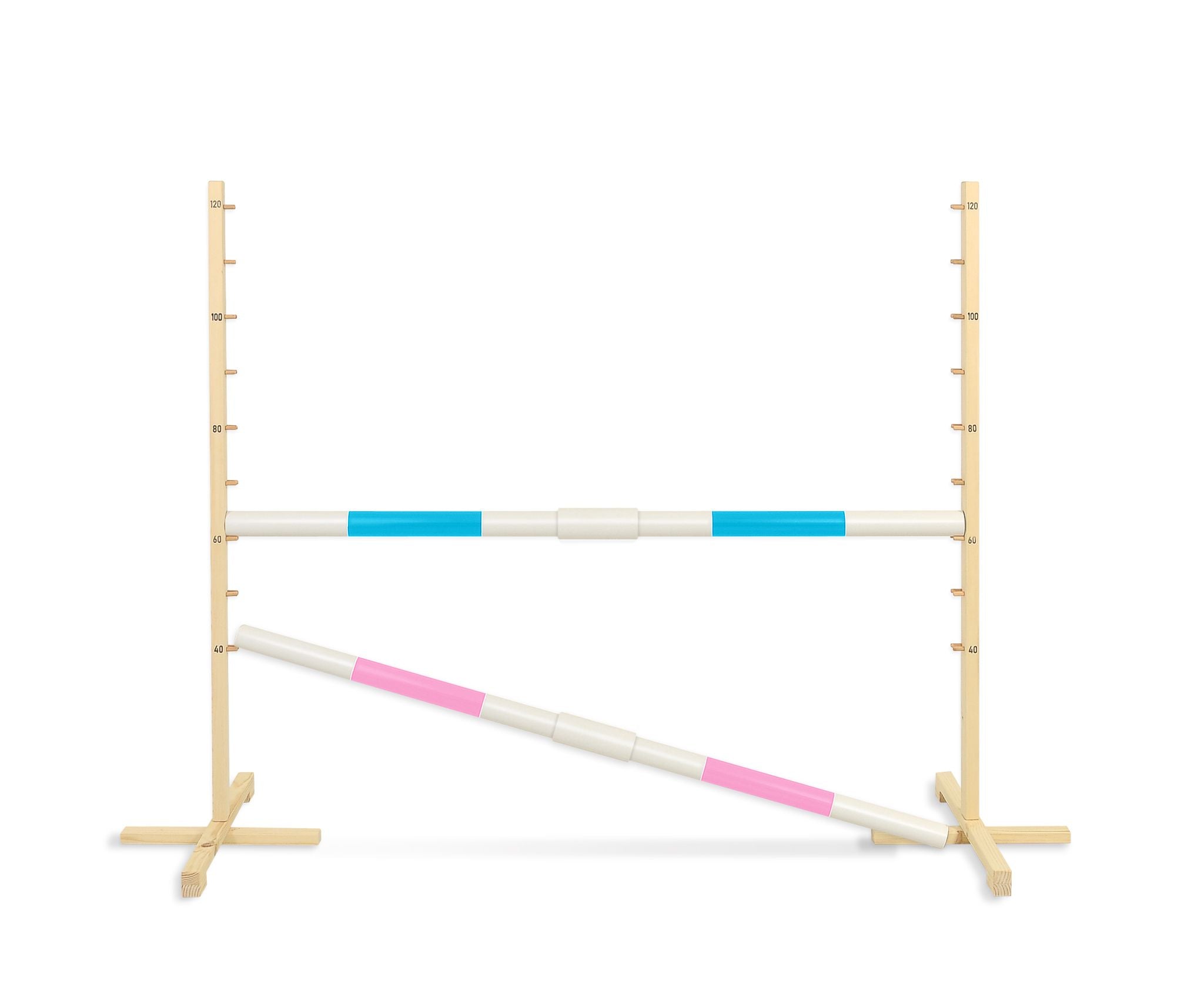 Jumping obstacle for Hobby Horse 160 cm, h-120 cm, with two bars - light blue and light pink