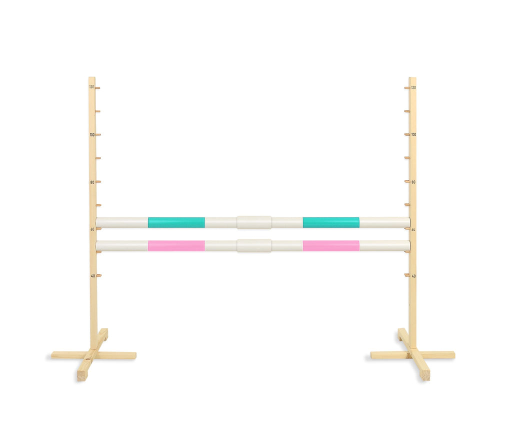 Jumping obstacle for Hobby Horse 160 cm, h-120 cm, with two bars - mint and light pink