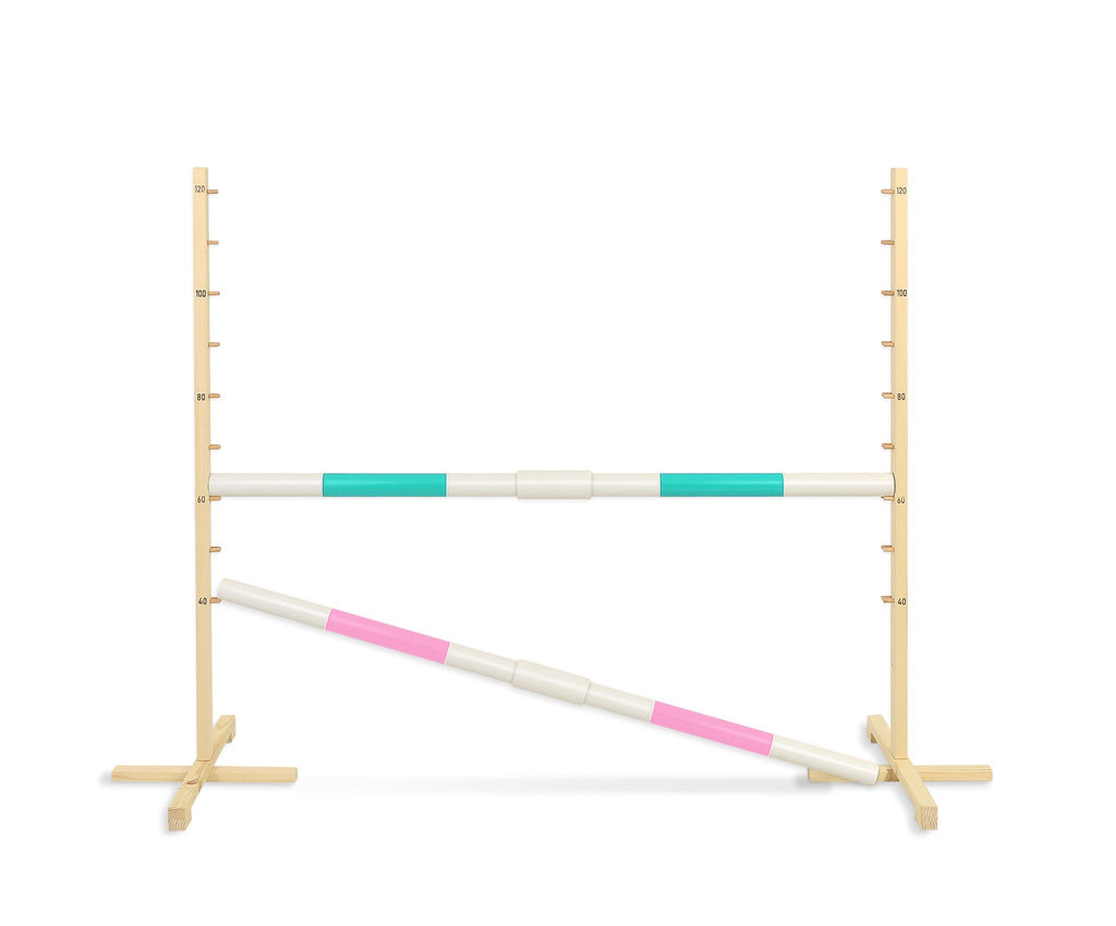 Jumping obstacle for Hobby Horse 160 cm, h-120 cm, with two bars - mint and light pink