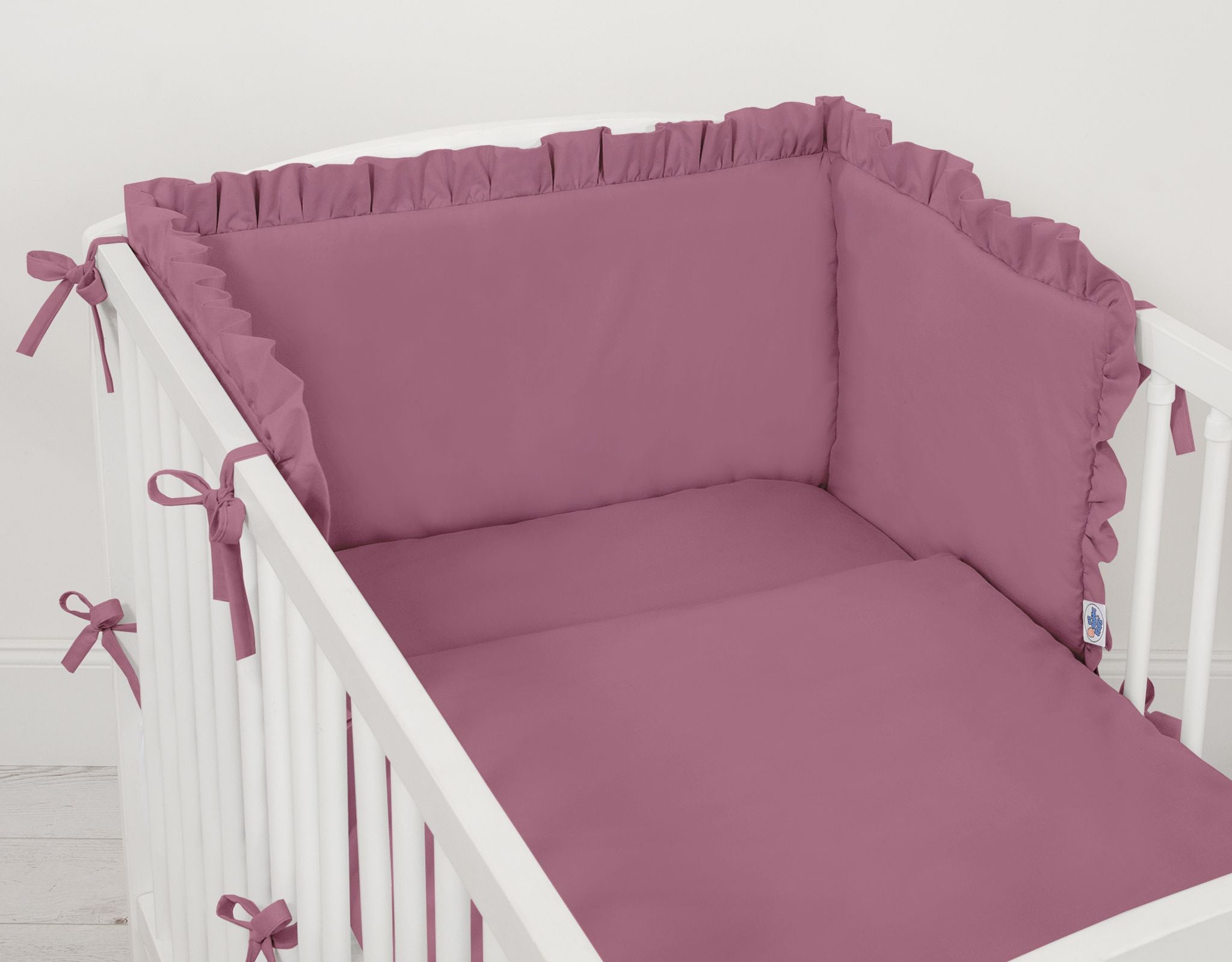 Universal baby bed bumper with frill - pastel violet