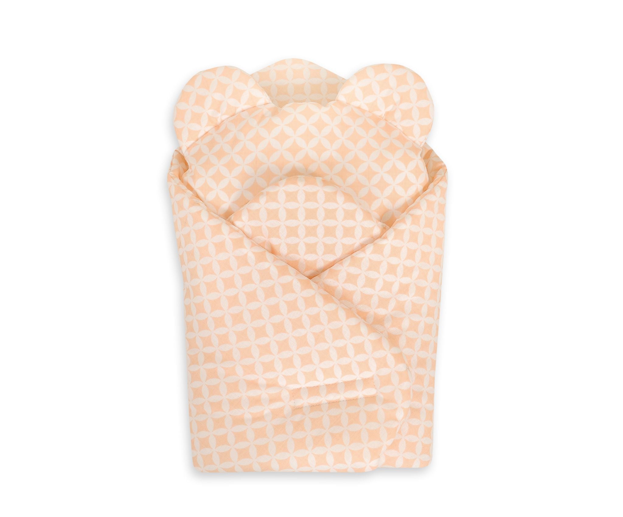 Doll's swaddling cone with pillow - rosette peach