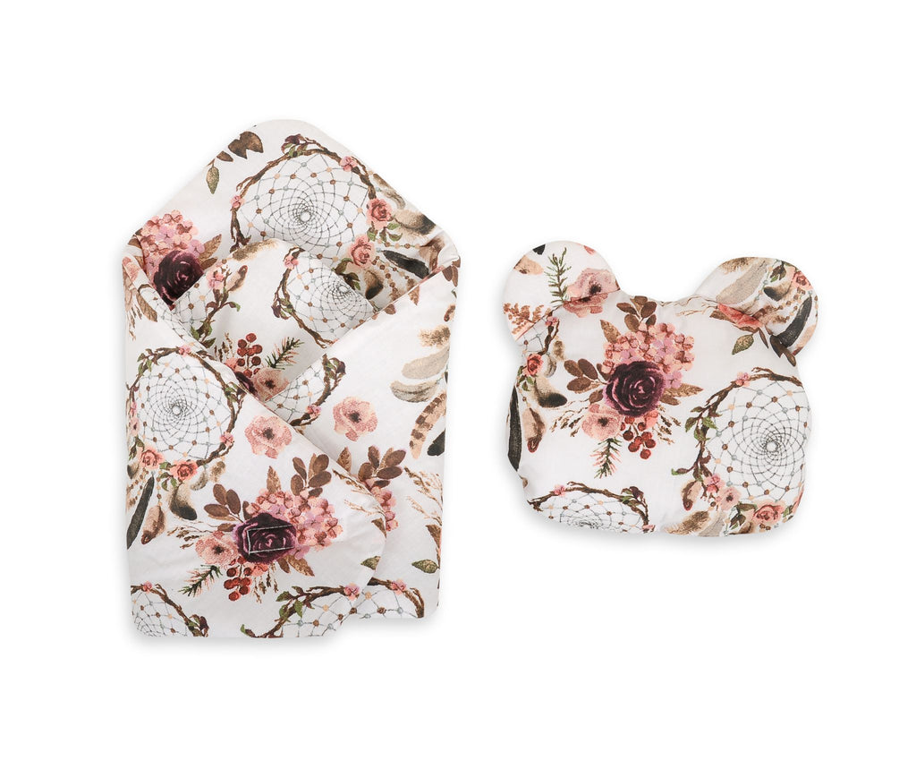 Doll's swaddling cone with pillow - flower dream catchers