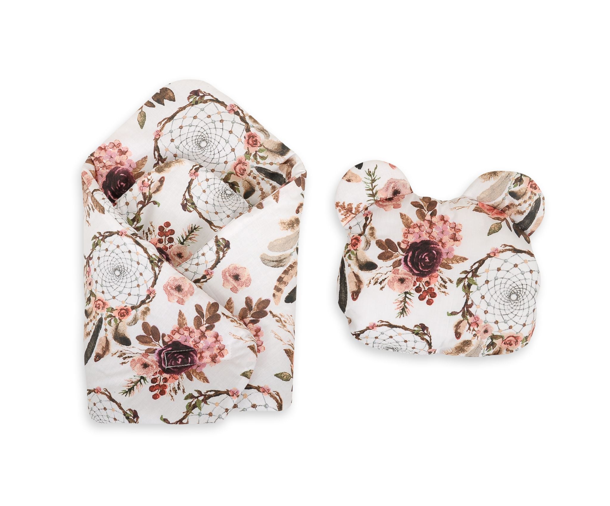 Doll's swaddling cone with pillow - flower dream catchers