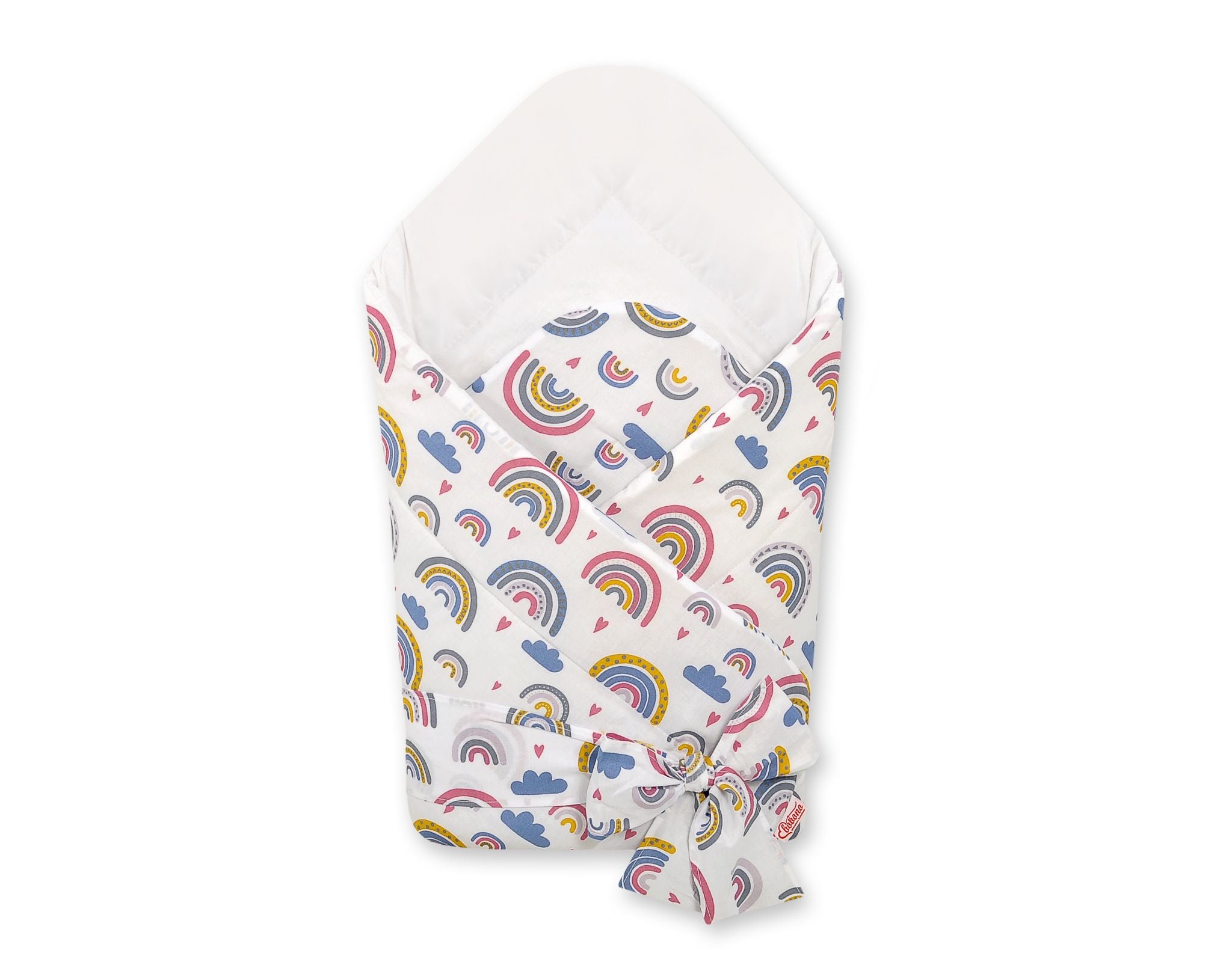 Double-sided baby nest with bow - rainbow