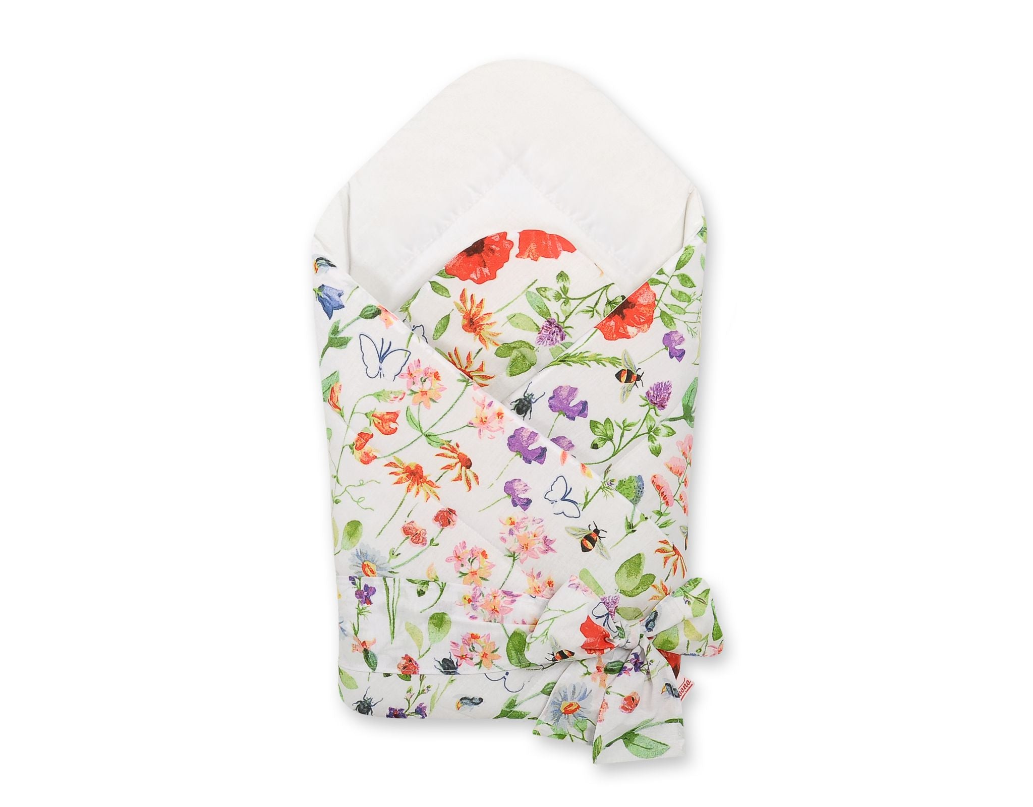 Double-sided baby nest with bow - meadow