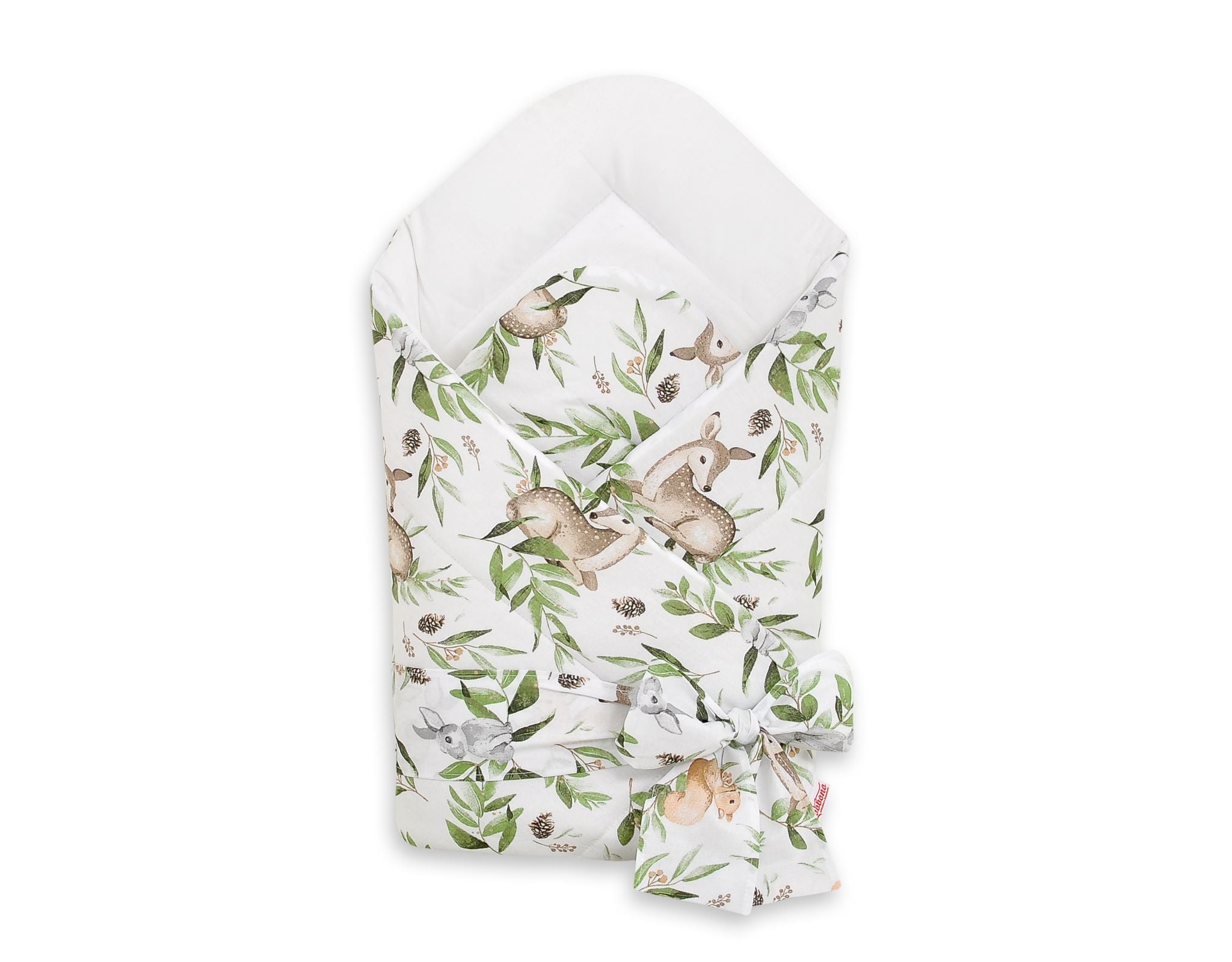 Double-sided baby nest with bow - woodland green