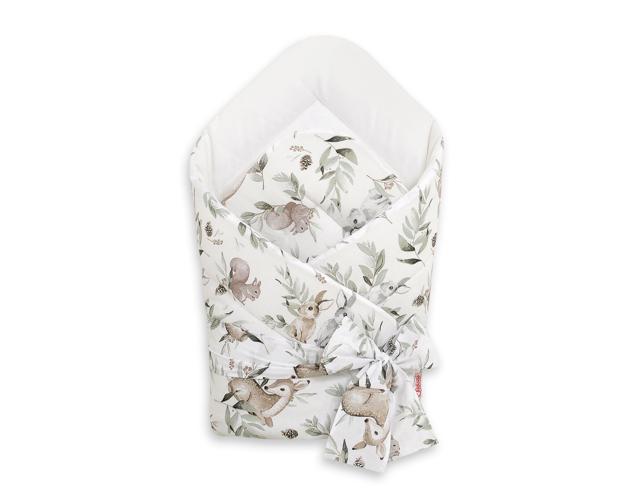Double-sided baby nest with bow - woodland olive