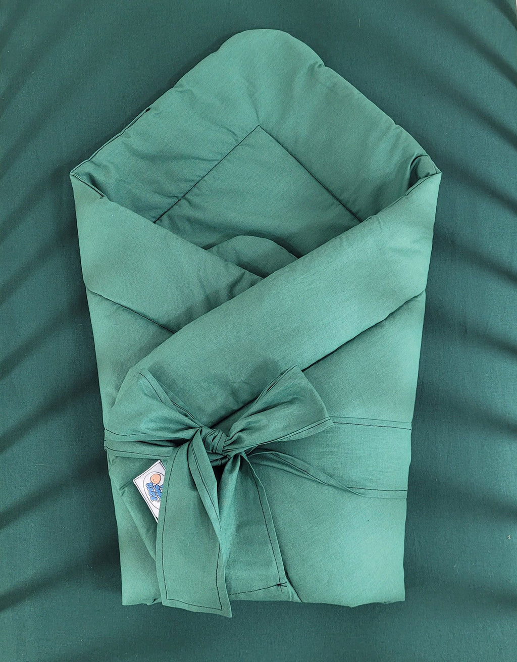 Double-sided baby nest with bow - bottle green