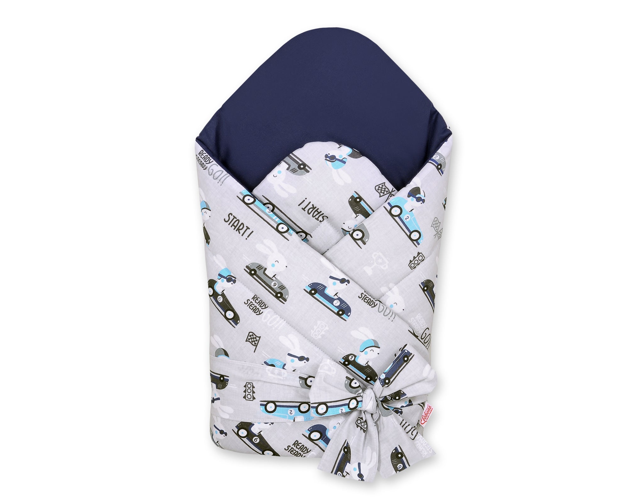 Baby nest 2in1 with stiffening with bow - gray rabbits