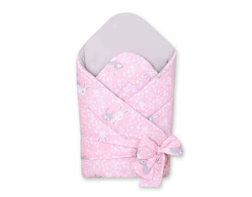 Baby nest 2in1 with stiffening with bow - pink rabbits
