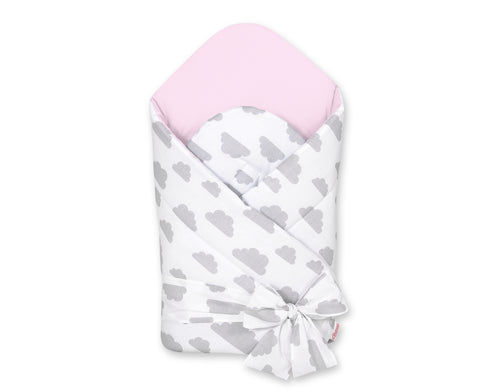 Baby nest 2in1 with stiffening with bow - clouds gray/pink