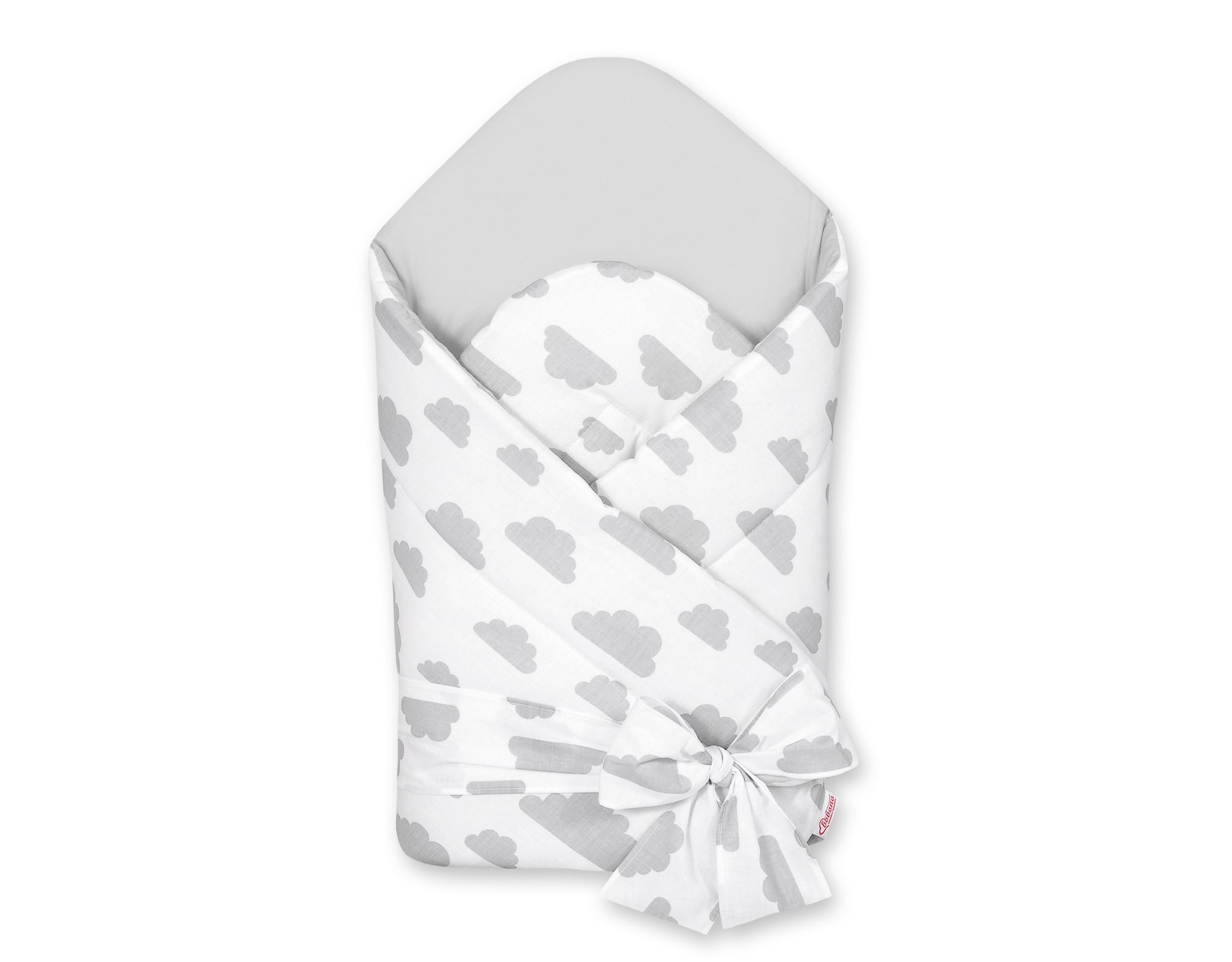 Baby nest 2in1 with stiffening with bow - clouds gray/gray