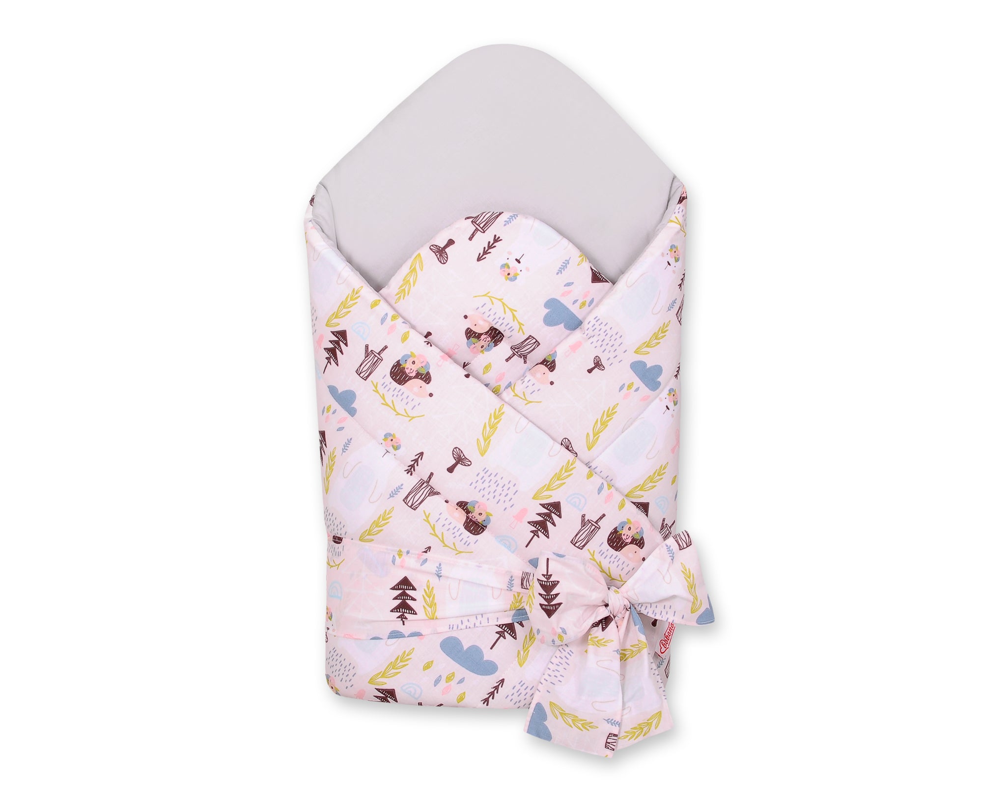 Baby nest 2in1 with stiffening with bow - pink hedgehogs