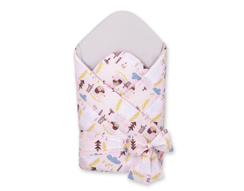 Baby nest 2in1 with stiffening with bow - pink hedgehogs