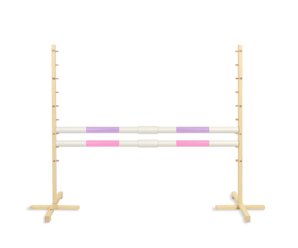 Jumping obstacle for Hobby Horse 160 cm, h-120 cm, with two bars - light purple and light pink