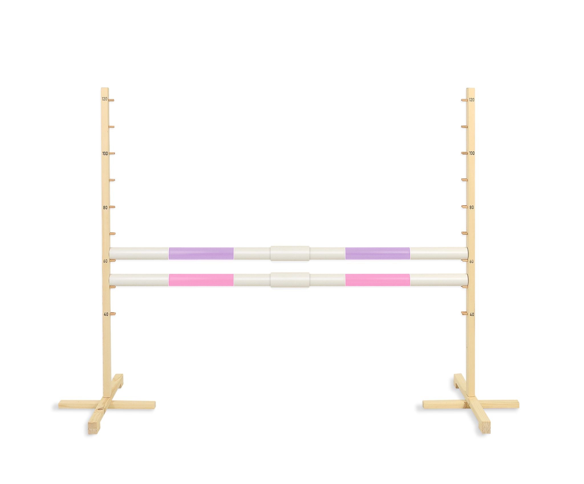 Jumping obstacle for Hobby Horse 160 cm, h-120 cm, with two bars - light purple and light pink