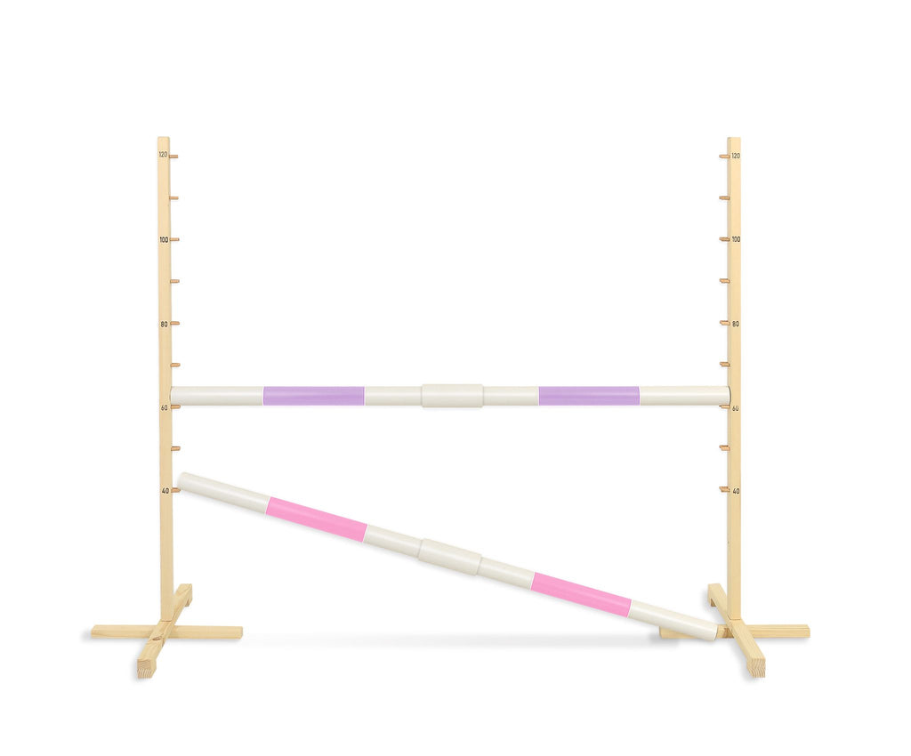 Jumping obstacle for Hobby Horse 160 cm, h-120 cm, with two bars - light purple and light pink
