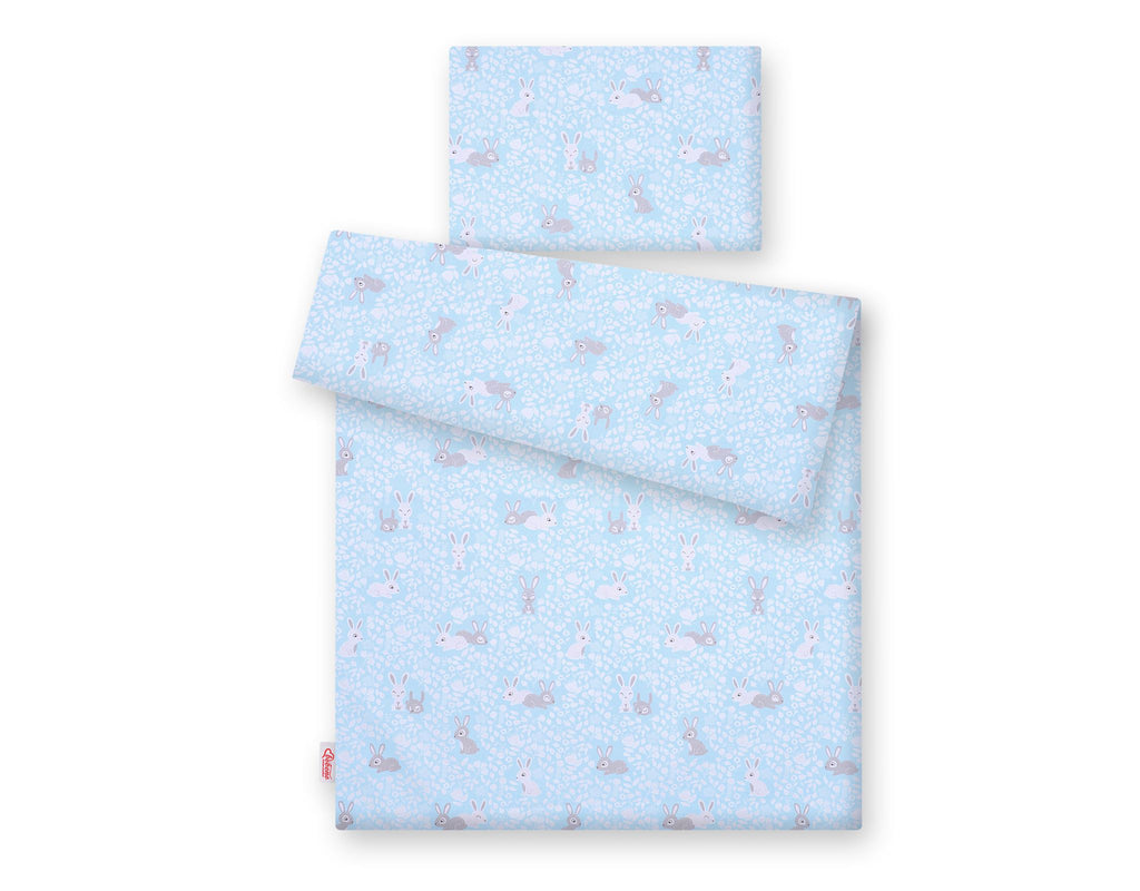 Baby cotton bedding set 2-pcs  135x100 cm- blue rabbits