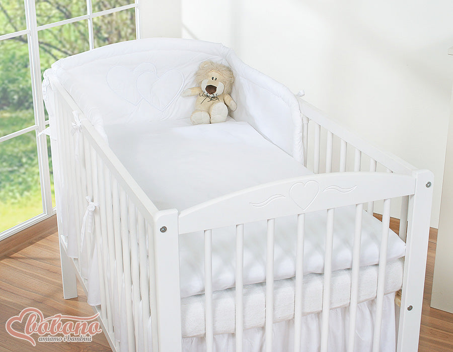 Bedding set 3-pcs 120x90 - Hanging Hearts white