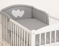 Universal crib rail bumper – Hearts anthracite