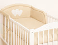 Universal crib rail bumper – Hearts white polka dots on beige