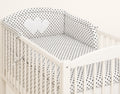 Universal crib rail bumper – Hearts black dots on white