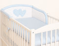 Universal crib rail bumper – Hearts blue checkered