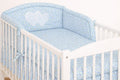 Universal crib rail bumper – Hearts blue flowers