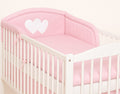 Universal crib rail bumper – Hearts pink