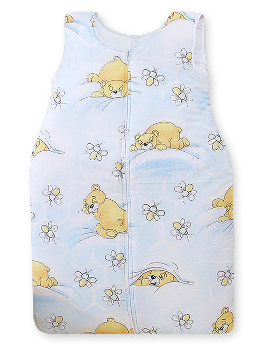 Cotton sleeping bag for children, size M, 6-12 months, TOG 2.5, all-season, blue teddy bear