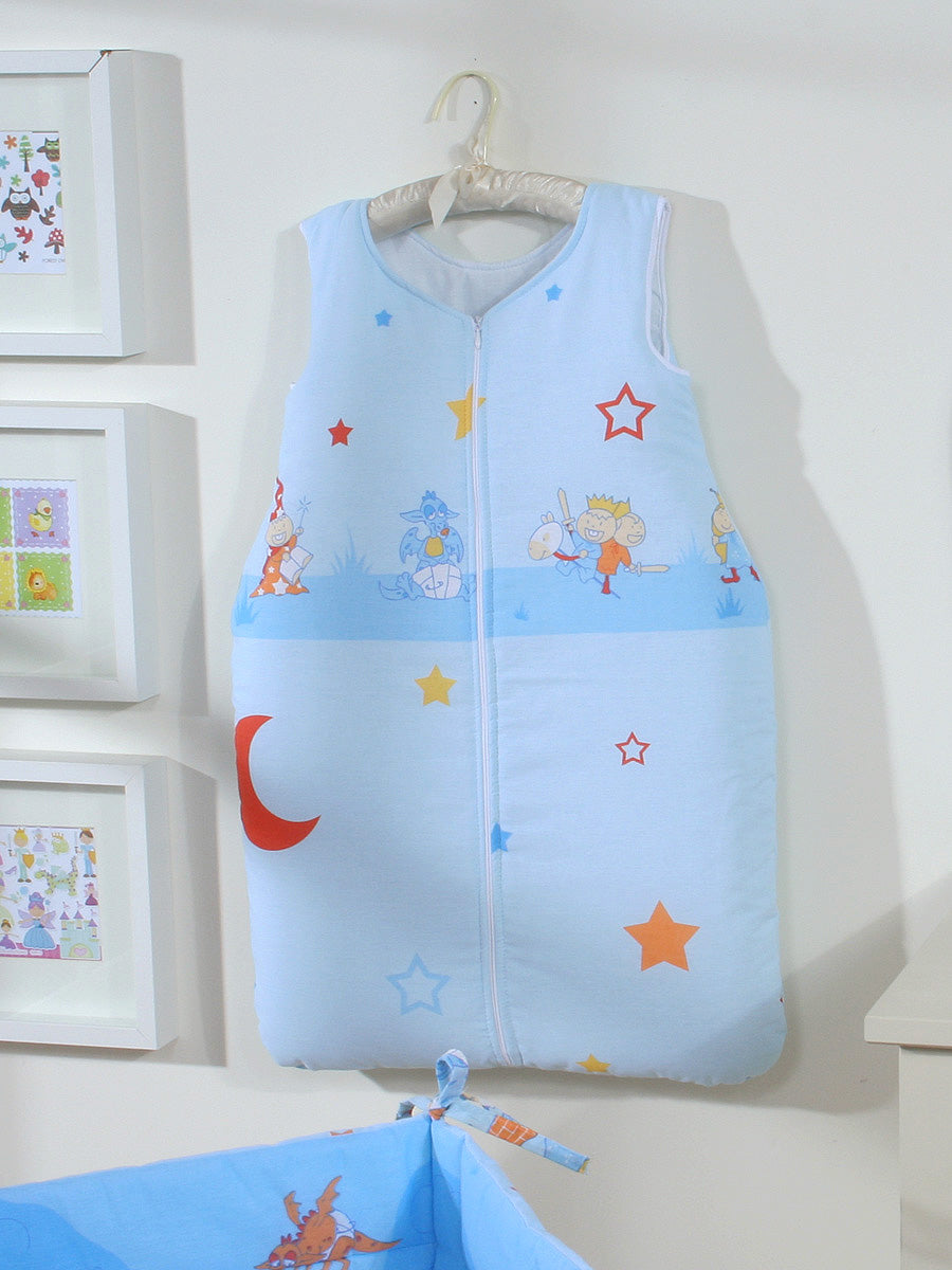 Cotton sleeping bag for children, size M, 6-12 months, TOG 2.5, all-season castle on blue