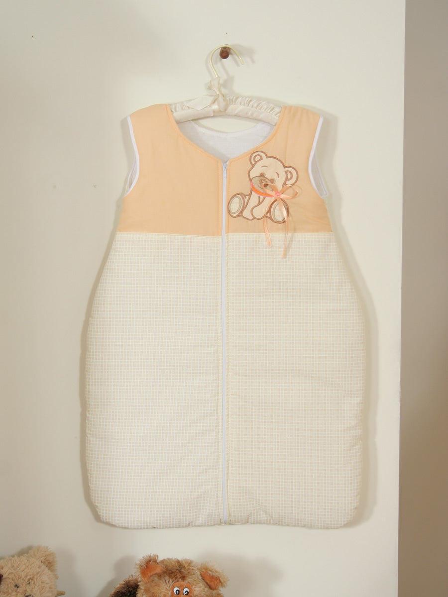 Cotton sleeping bag for children, size M, 6-12 months, TOG 2.5, all-season, Bear with bow peach