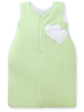 Cotton sleeping bag for children, size M, 6-12 months, TOG 2.5, all-season, hearts green