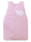 Cotton sleeping bag for children, size M, 6-12 months, TOG 2.5, all-season, hearts pink checkered