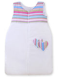 Cotton sleeping bag for children, size M, 6-12 months, TOG 2.5, all-season, hearts lilac strips