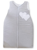 Cotton sleeping bag for children, size M, 6-12 months, TOG 2.5, all-season,hearts polka dots on grey