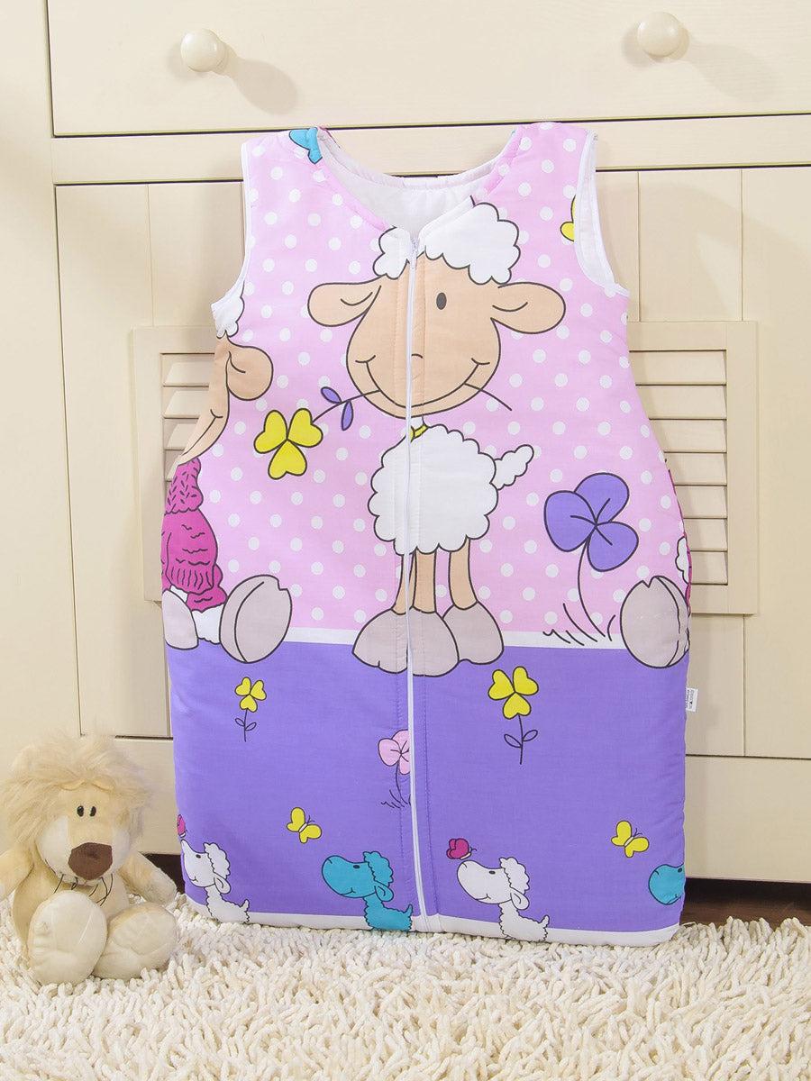 Cotton sleeping bag for children, size M, 6-12 months, TOG 2.5, all-season, Sheeps lilac-pink